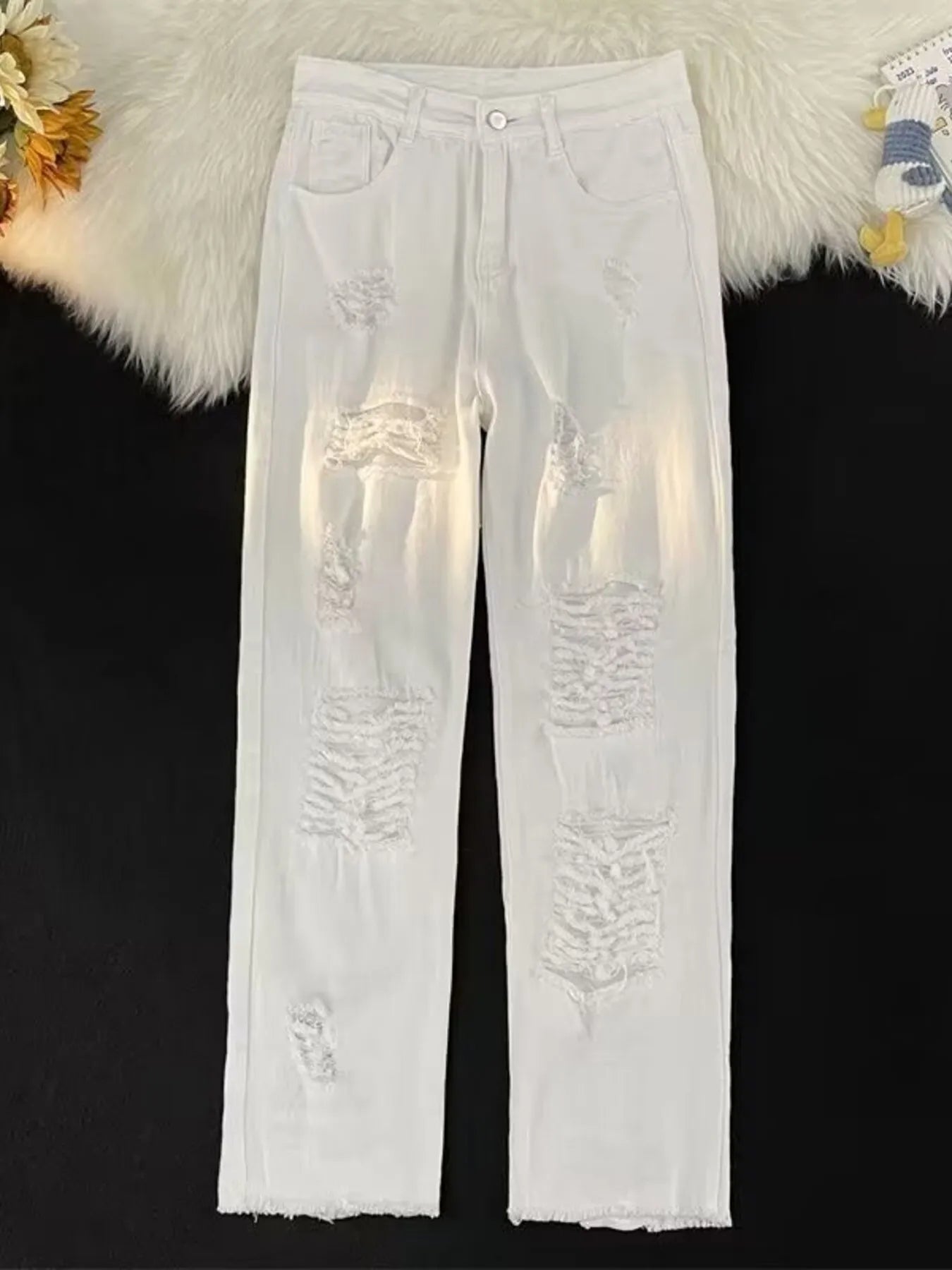 Men's Full Size Vintage Distressed Wide Leg Jeans Plus Size