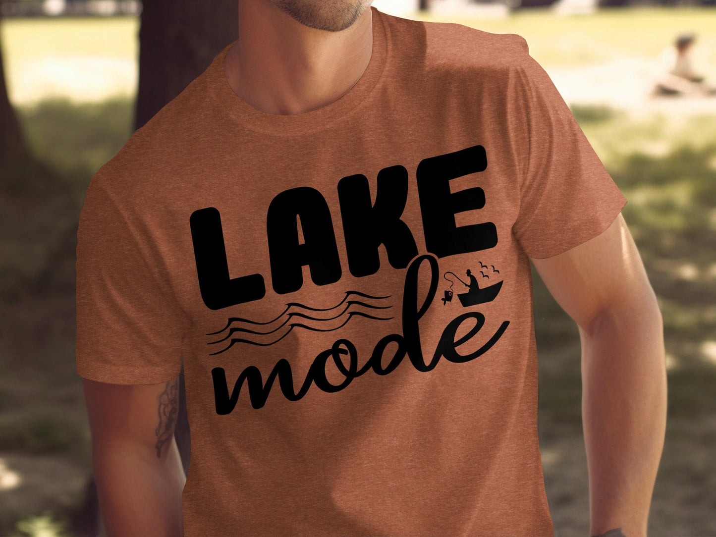 Lake Mode With Fishing Design Graphic Great Outdoors T-Shirt