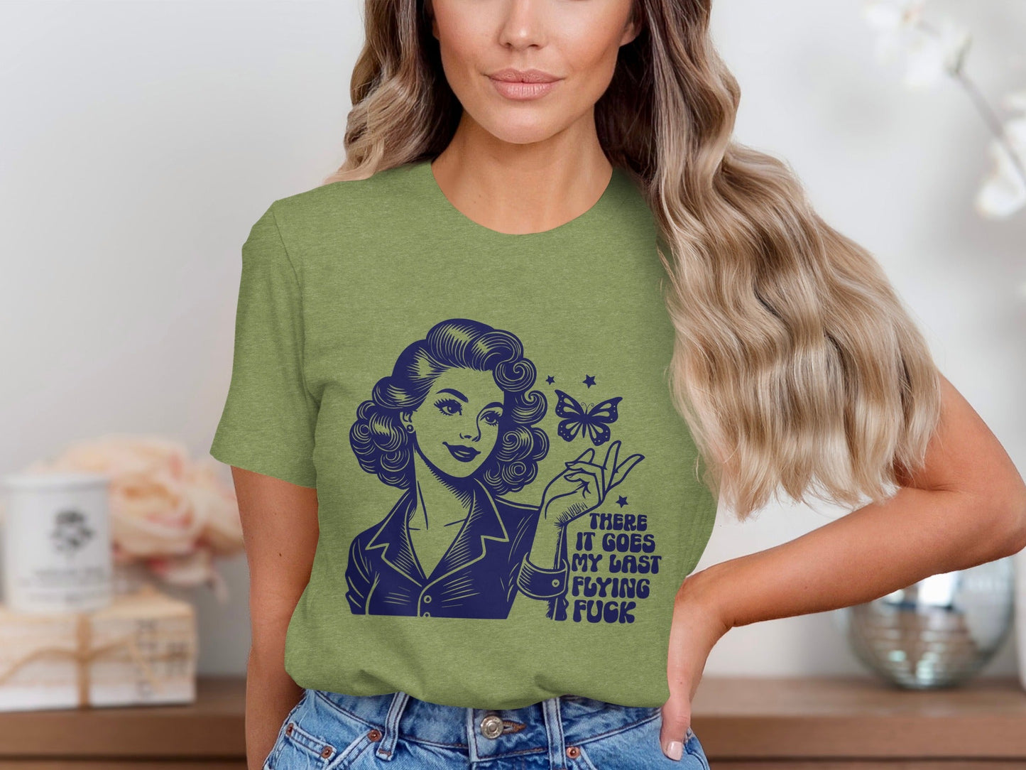 Retro Girl Butterfly Last Flying F Word Phrase T-Shirt