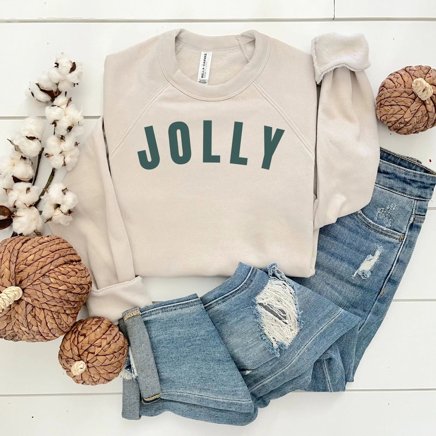 Jolly Christmas Crewneck Sweatshirt | Bella + Canvas Super Soft Holiday Pullover | Festive Cozy Christmas Sweater | Holiday Party Outfit