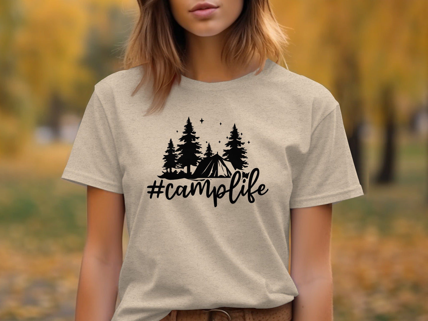 Hashtag Camplife Text Design With Camping Tent T-Shirt