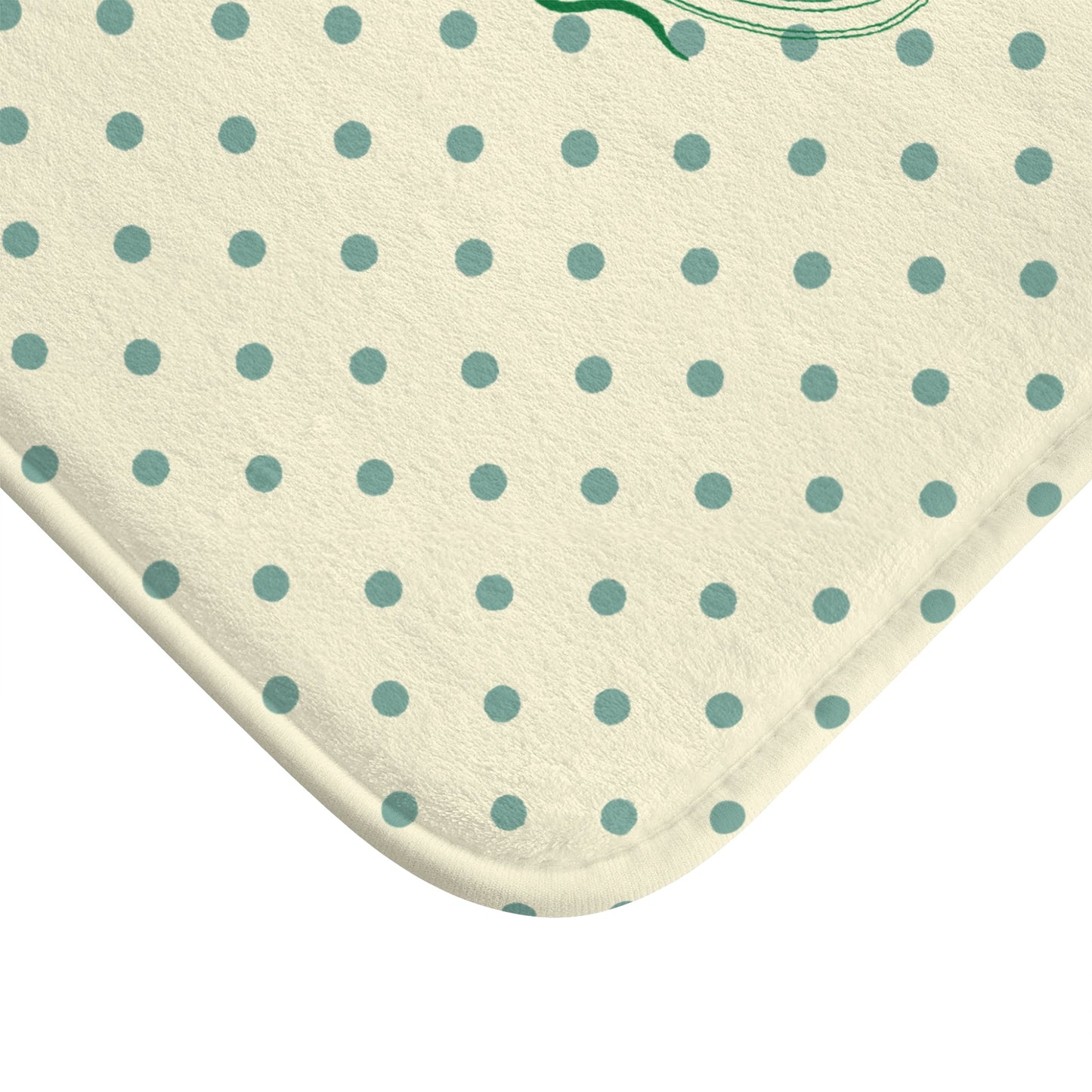 Polka Dot "Le Bain" Bath Mat — Cream & Sage Green Bathroom Rug