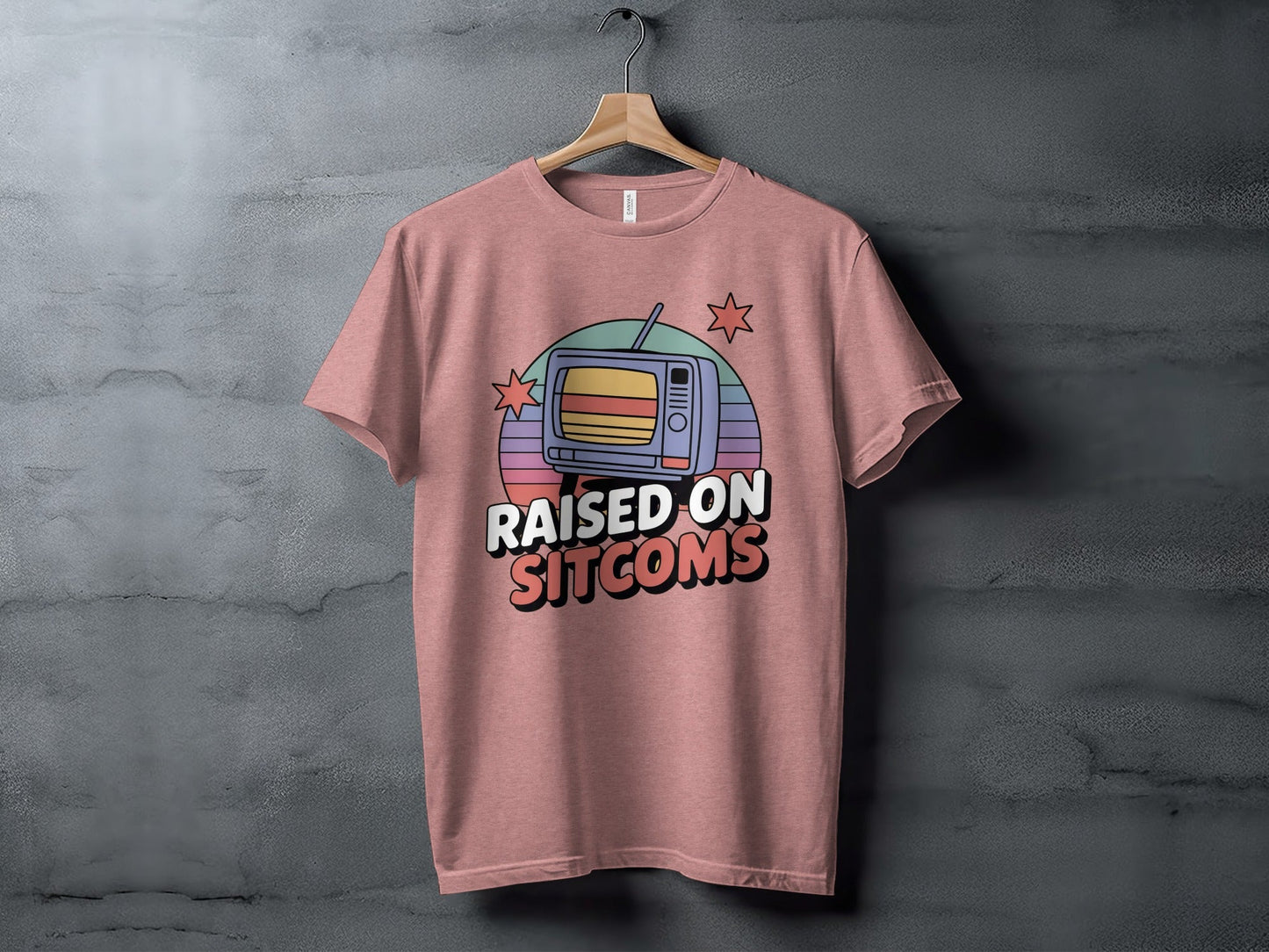 Raised On Sitcoms Retro Television Funny Design T-Shirt
