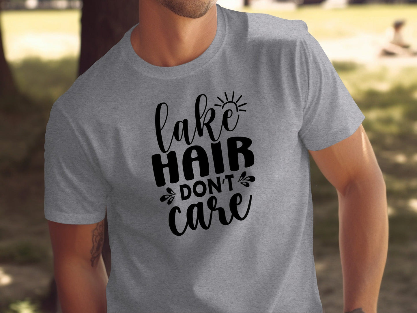 Lake Hair Don't Care Graphic Design Outdoor Summer T-Shirt