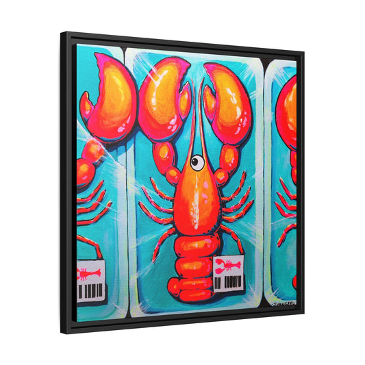 Framed Neon Lobster Canvas Print