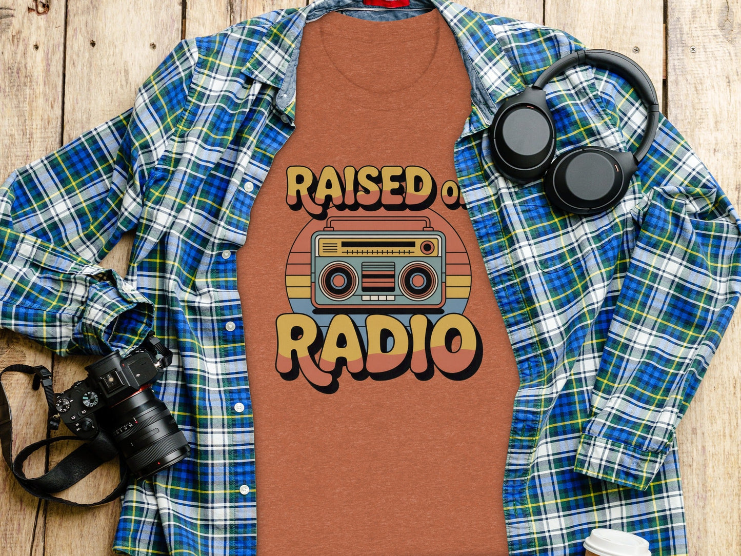 Raised on Radio Retro Boombox Graphic Design T-Shirt