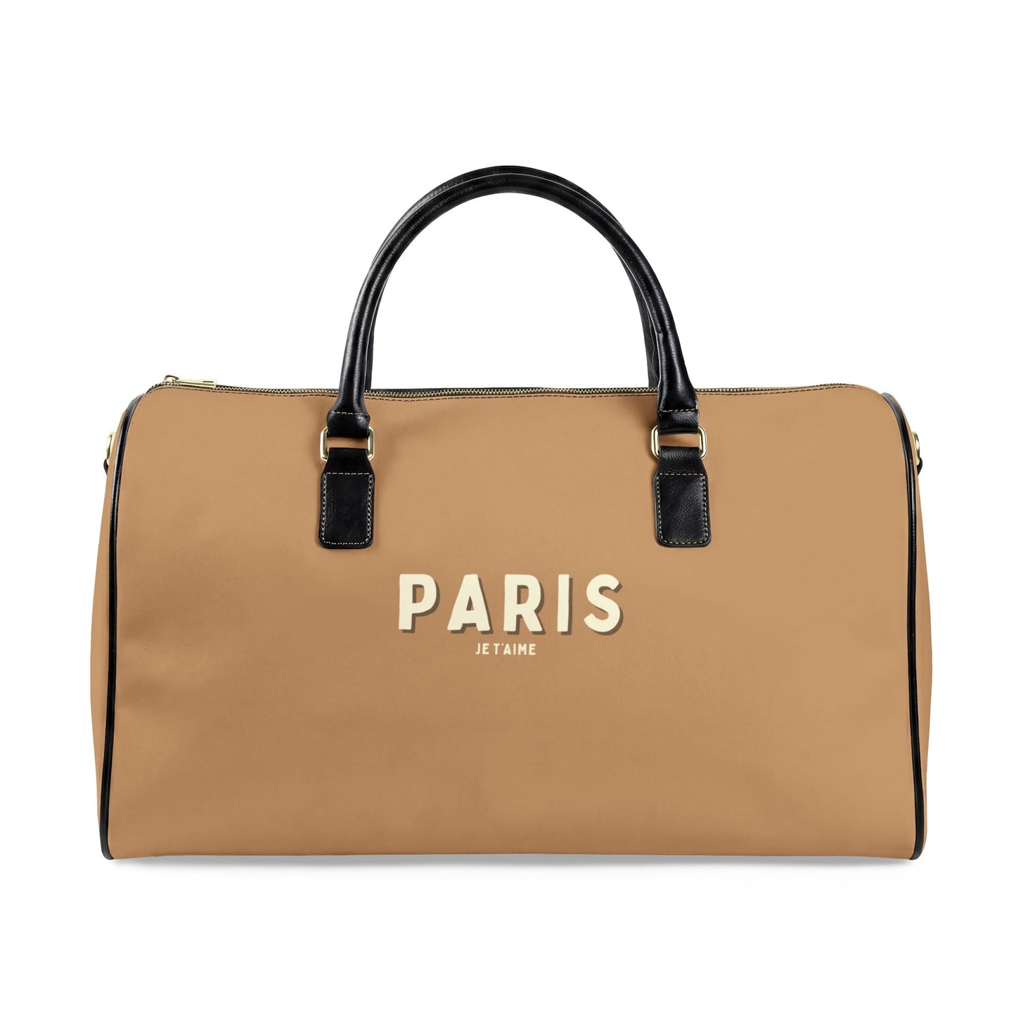 Paris Je T'aime Leather Weekender Bag — NEUTRAL Travel Duffle