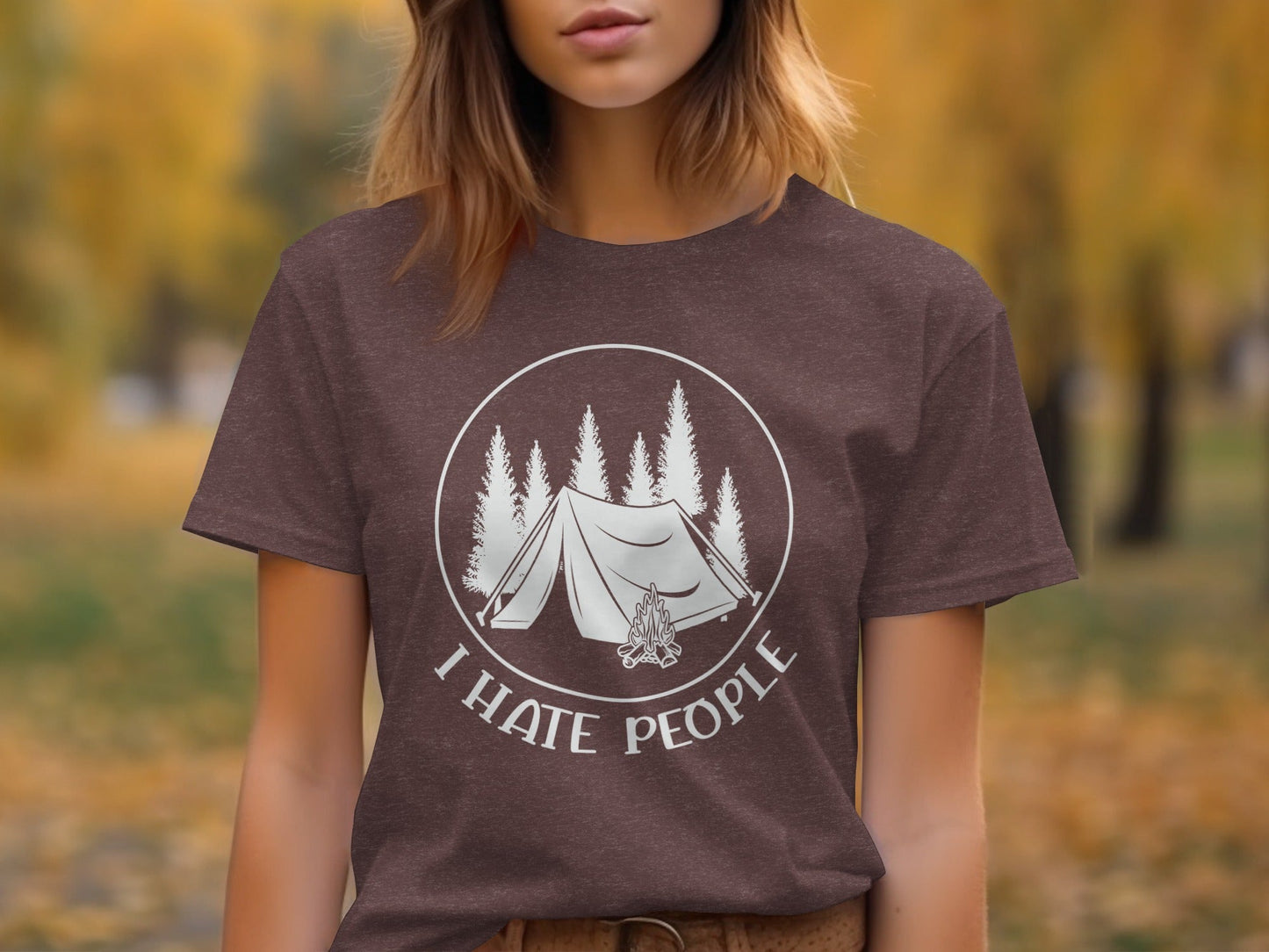 I Hate People Camping Tent Trees Graphic Illustration T-Shirt