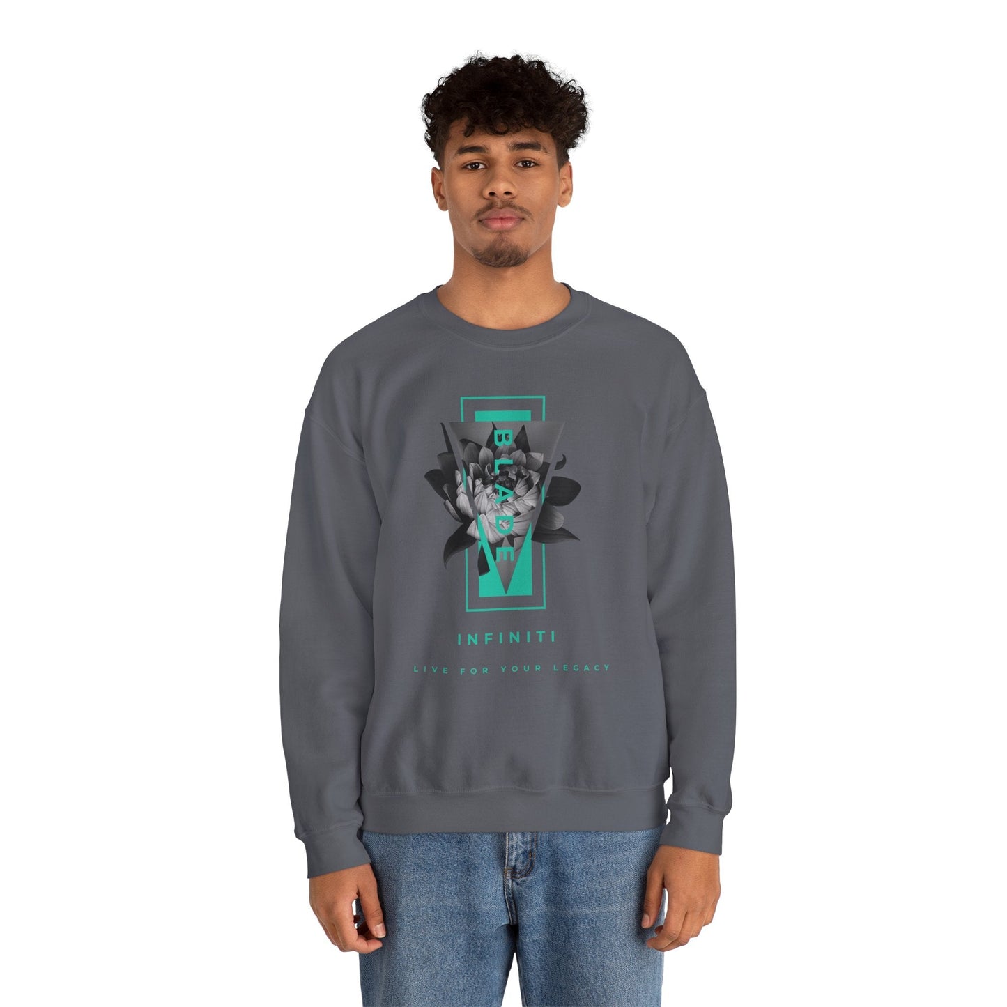 Flora Essence Teal Floral Unisex Crewneck Sweater