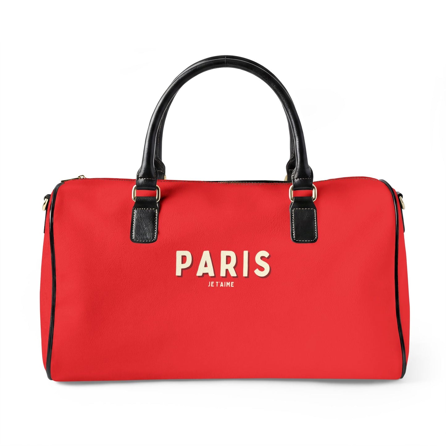 Paris Je T'aime Leather Weekender Bag — RED Travel Duffle