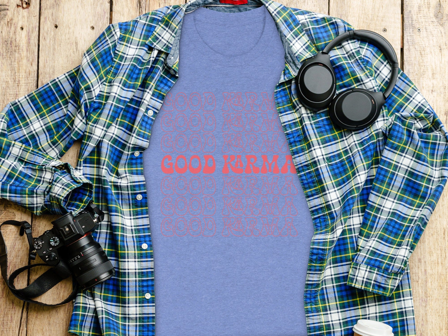 Good Karma Positive Vibes Graphic Design Pattern T-Shirt