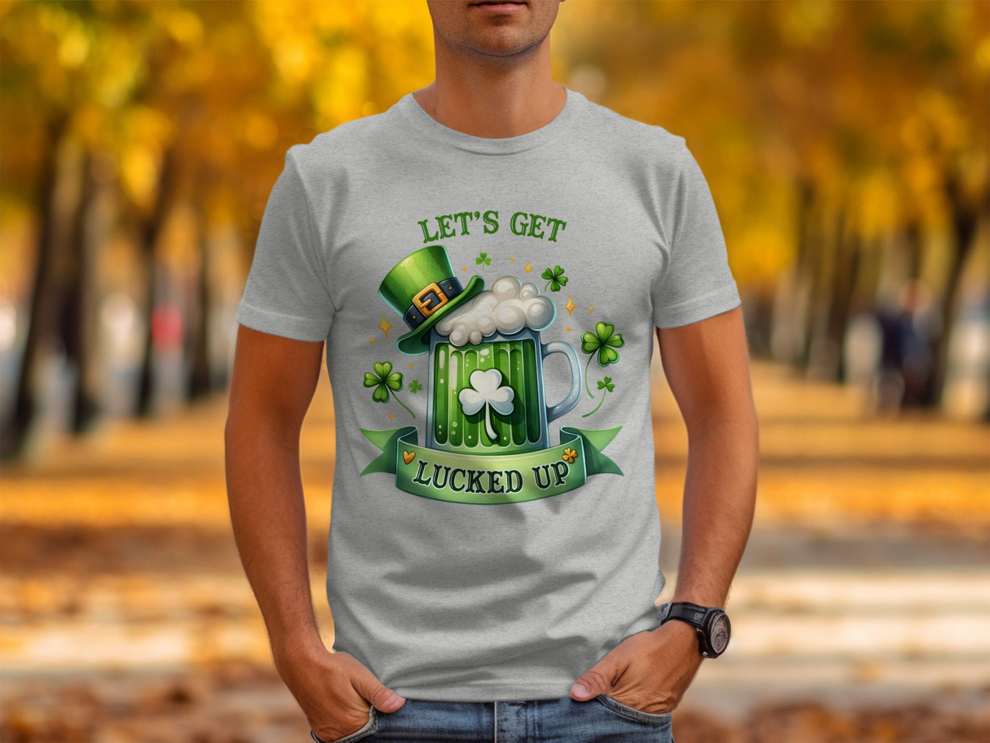 Lets Get Lucked Up T-Shirts, St Patricks Day Apparel, Irish Beer Mug, Clover Graphic Tee, Good Luck Shirts, Holiday T-Shirt, Festive Outfit