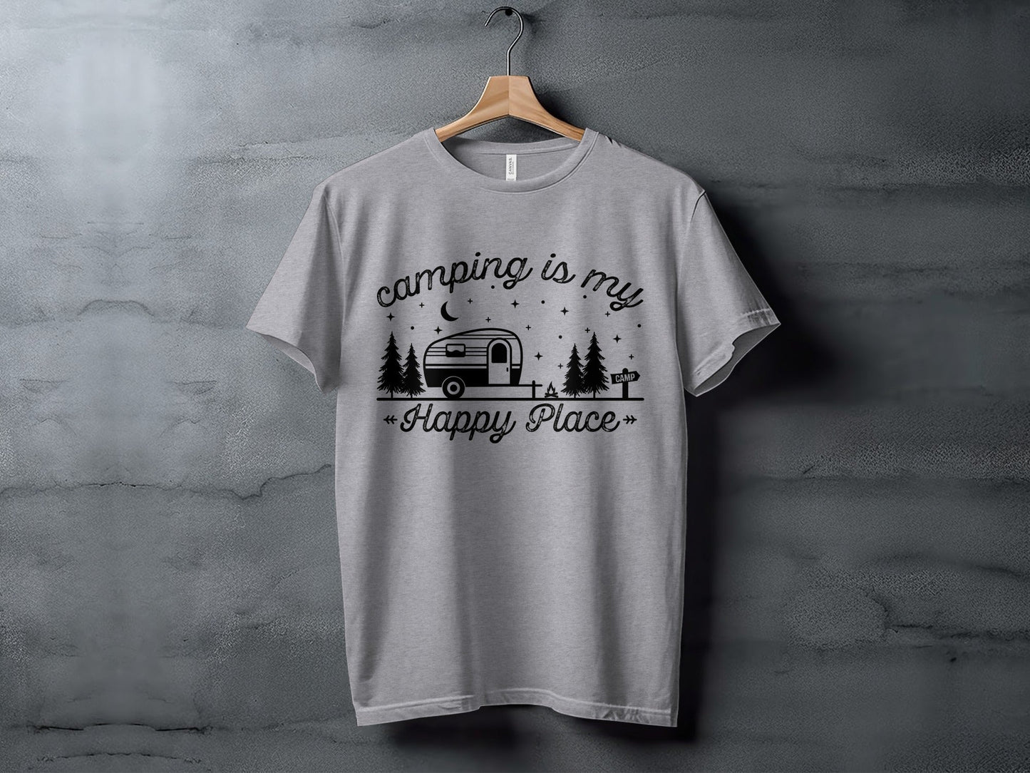 Camping Is My Happy Place Adventure Graphic T-Shirt
