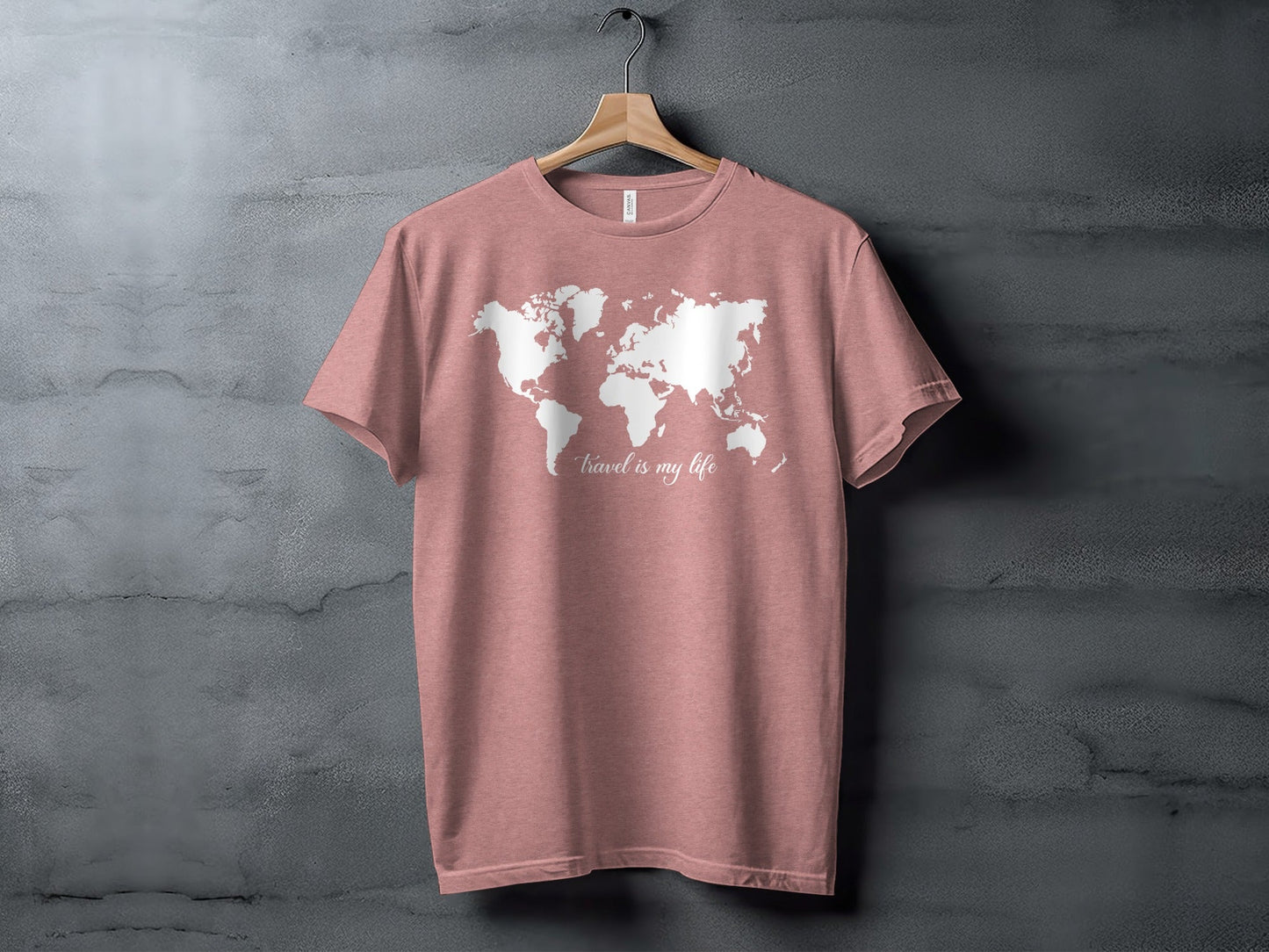 World Map Travel is My Life Graphic Design T-Shirt