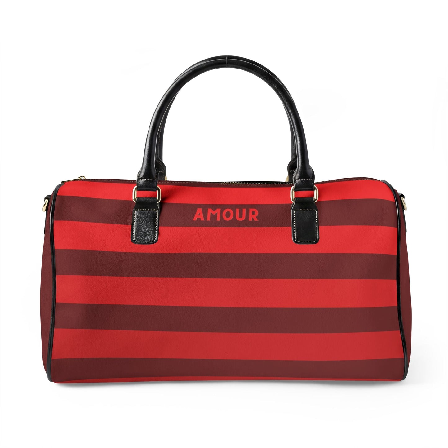 AMOUR Red Striped Leather Travel Bag, Romantic Gift