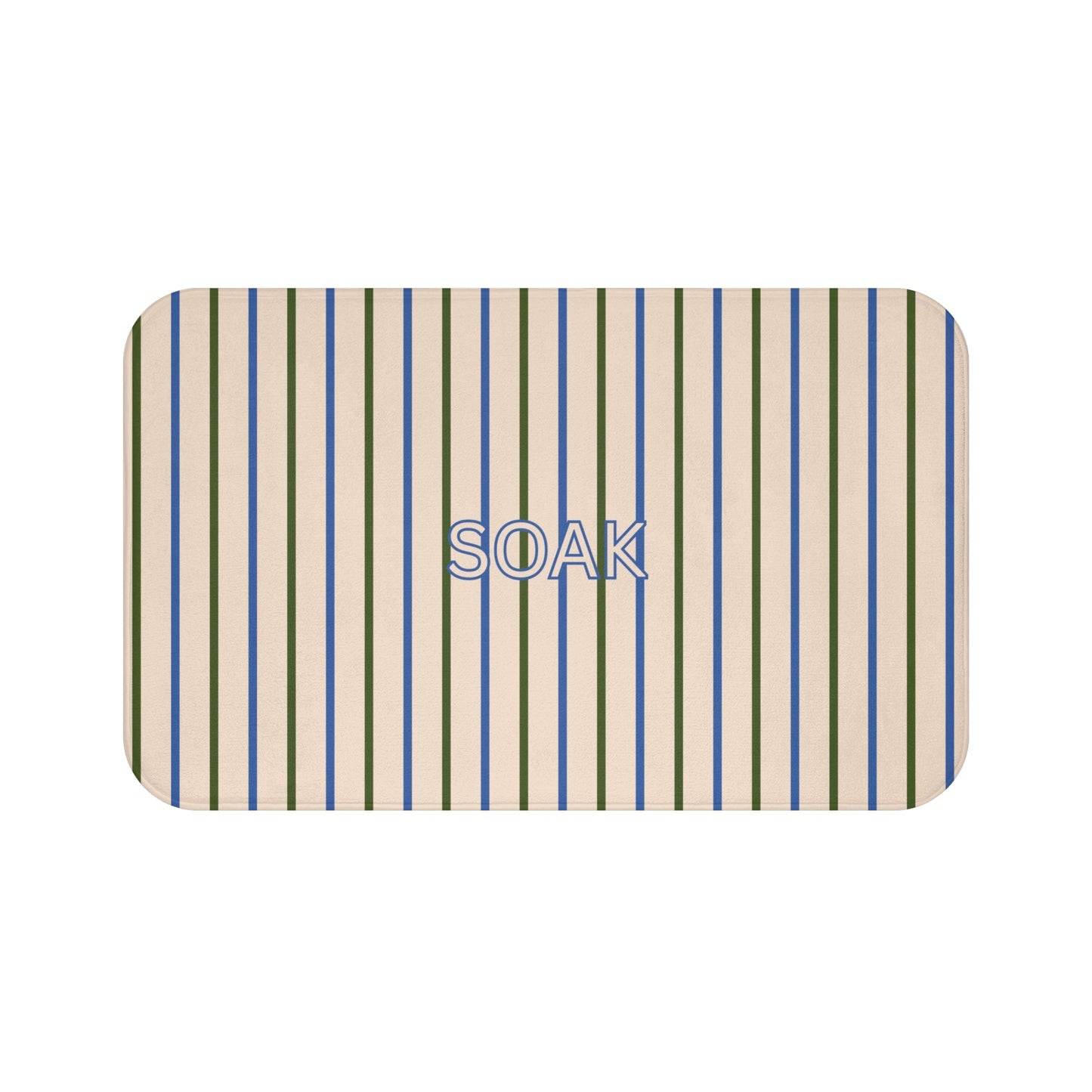 Coastal SOAK Striped Bath Mat — Blue & Beige Spa Bathroom Rug
