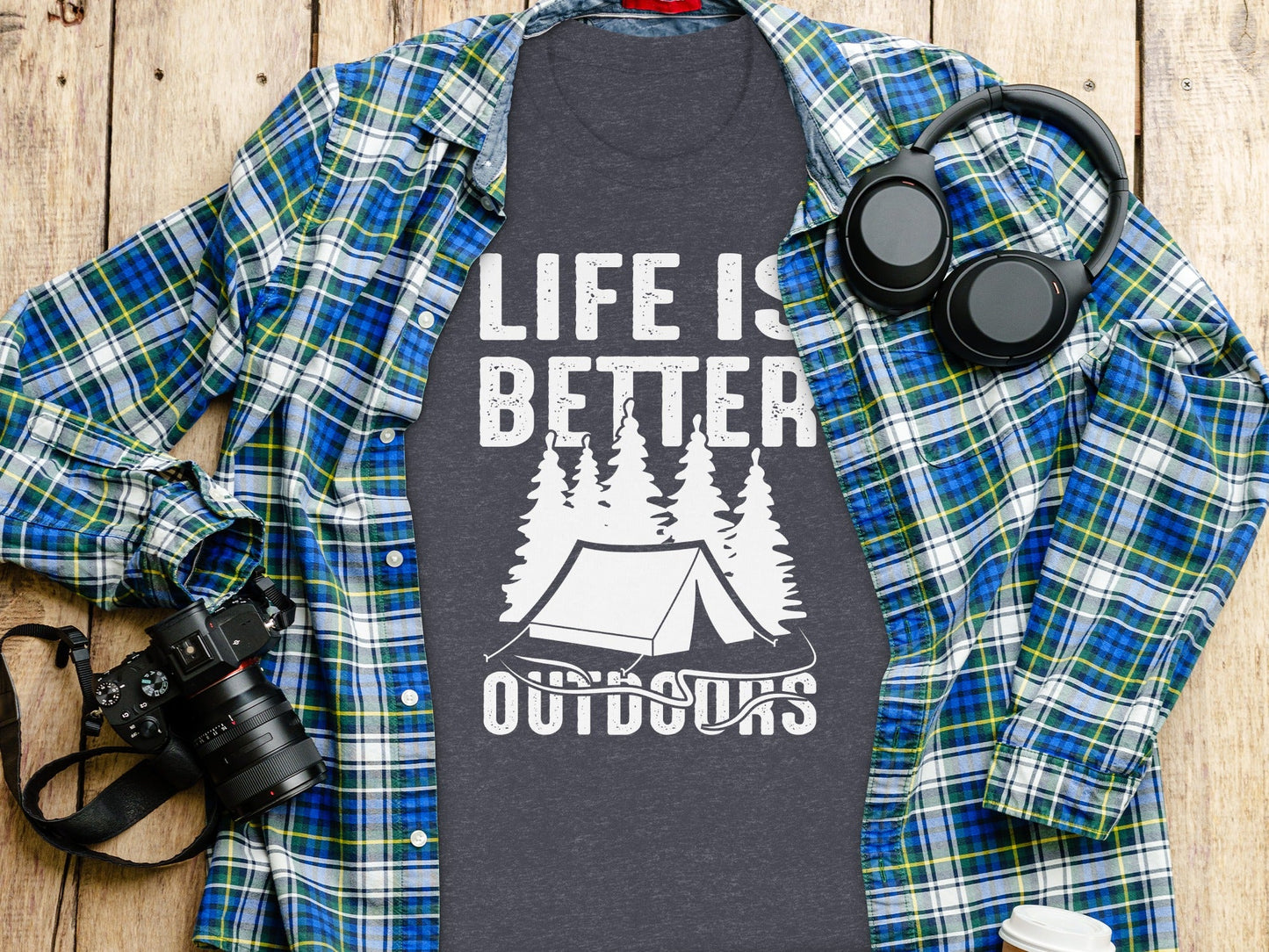 Life Is Better Outdoors Camping Tent Graphic Novelty T-Shirt