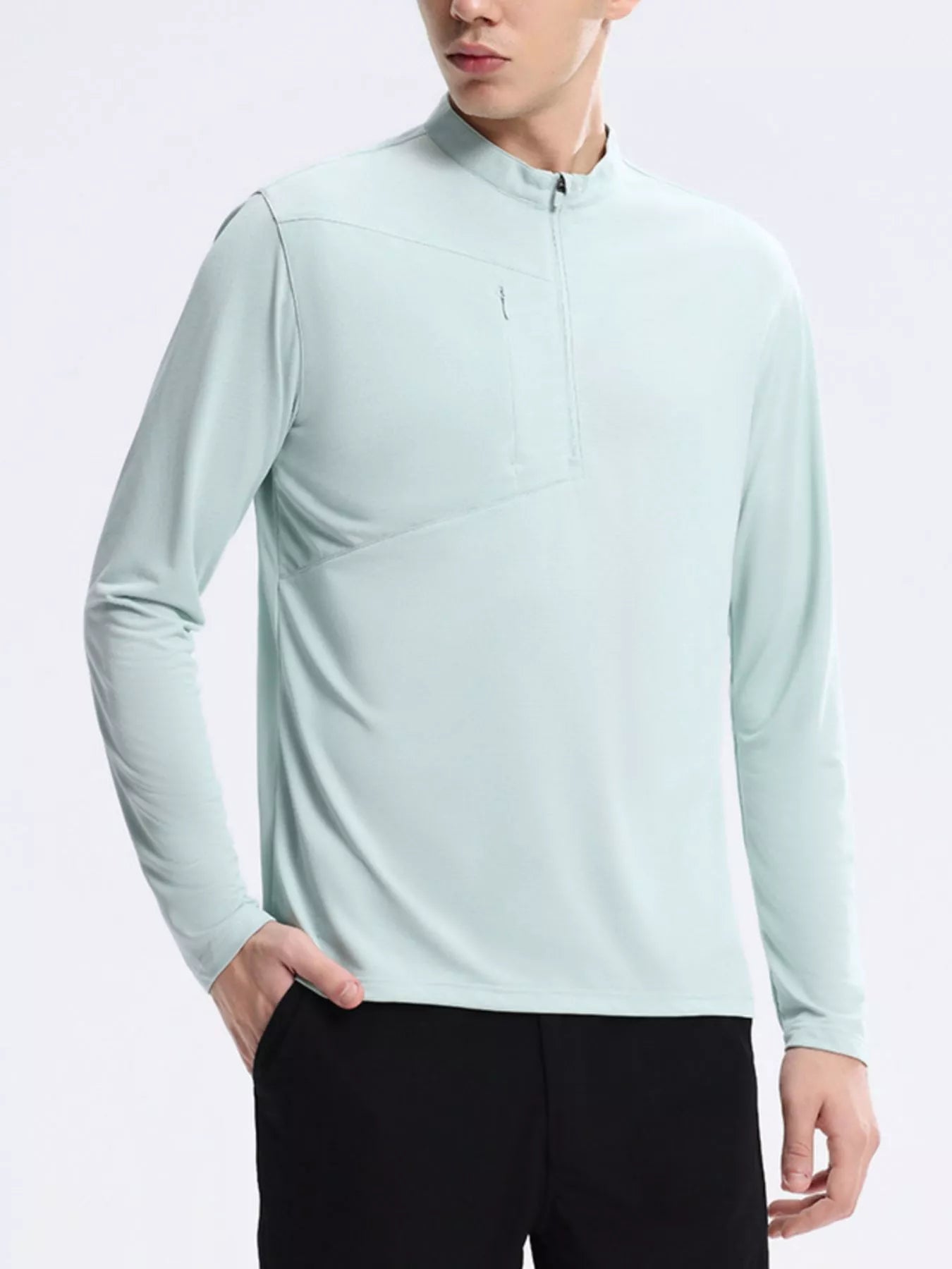 Men's Plus Size Slim Fit Quarter-Zip Sweatshirt