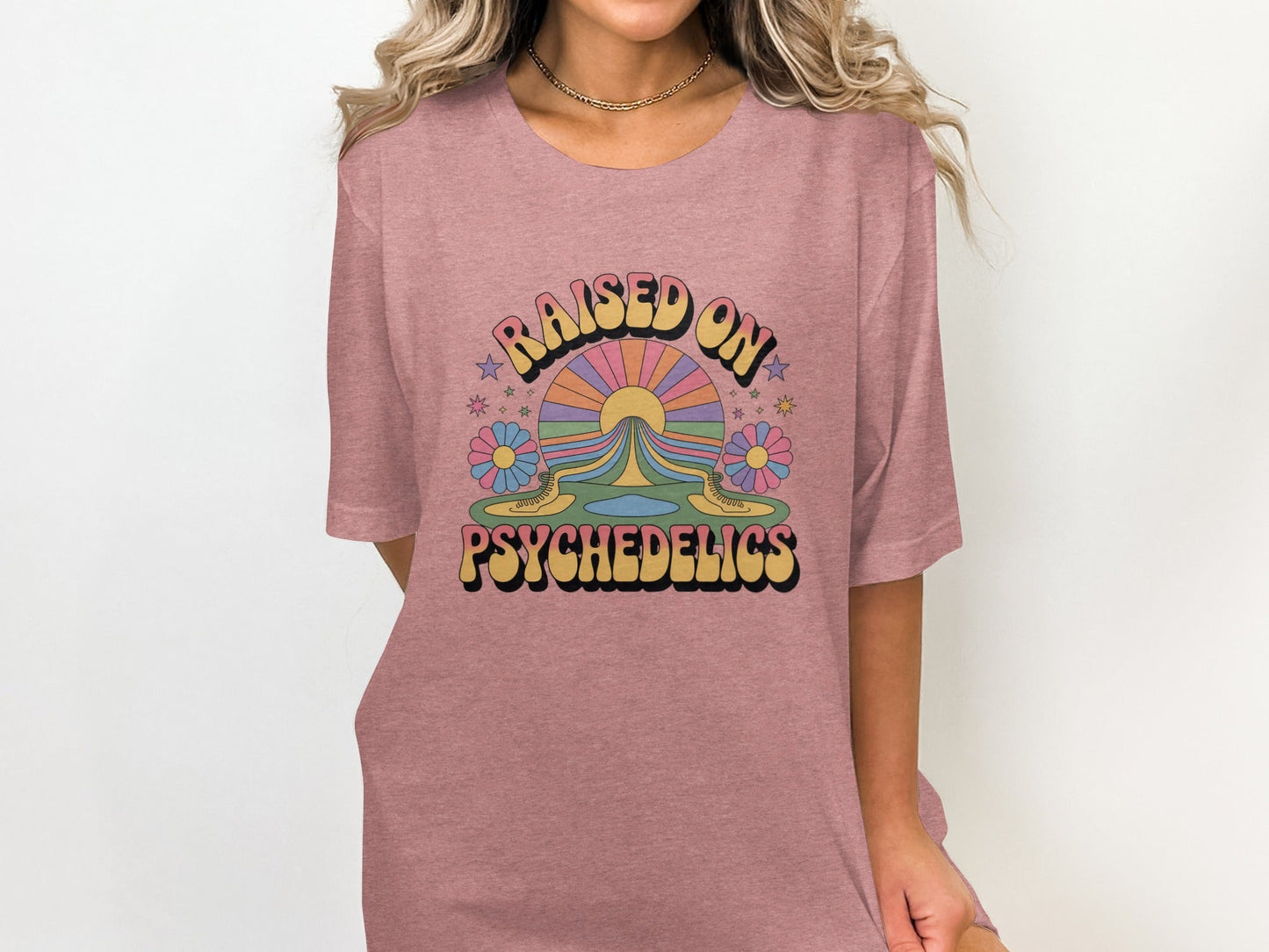 Raised On Psychedelics Retro Groovy Hippie Style T-Shirt