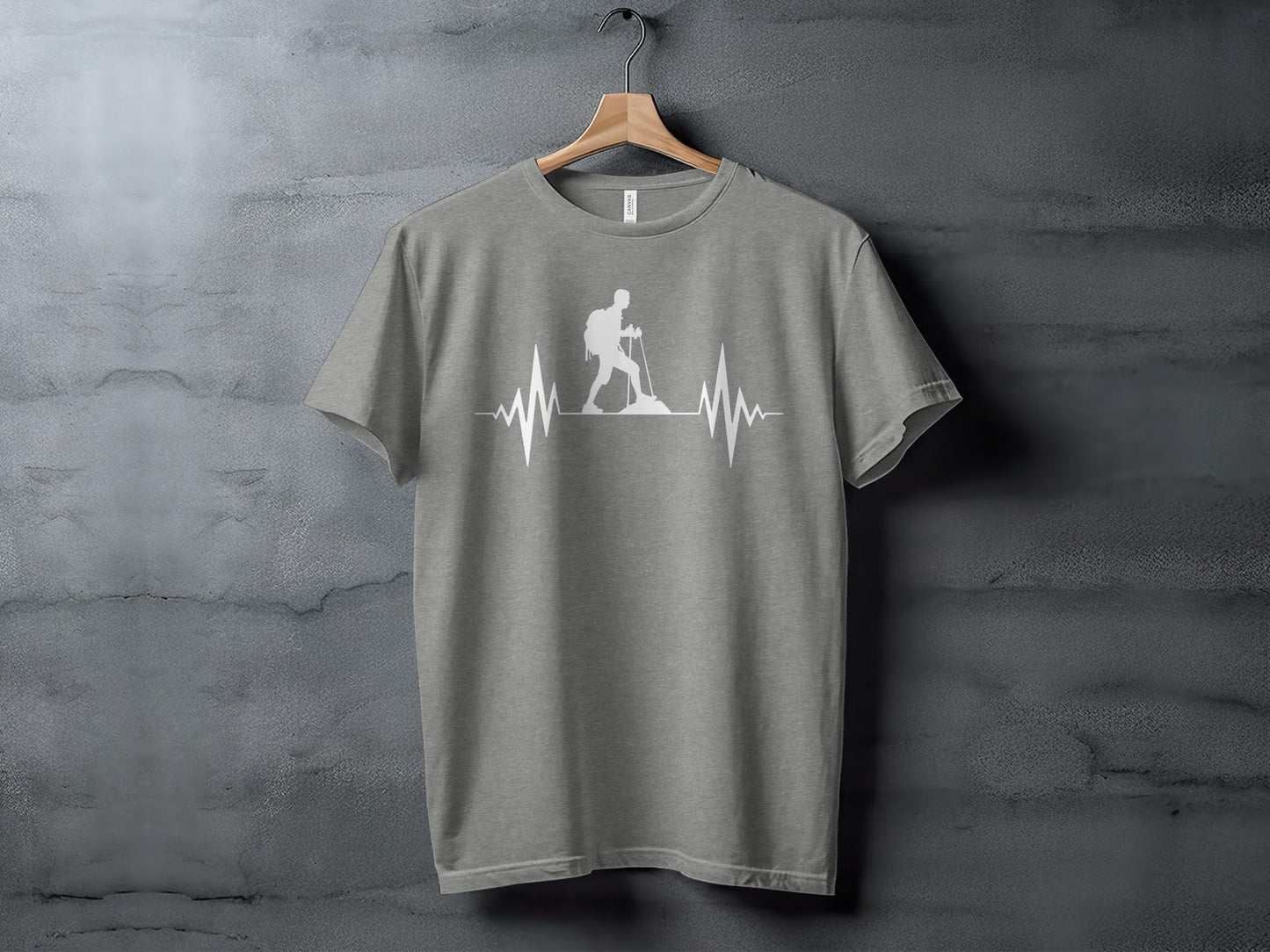 Hiking Heartbeat Outdoors Graphic Design Print T-Shirt