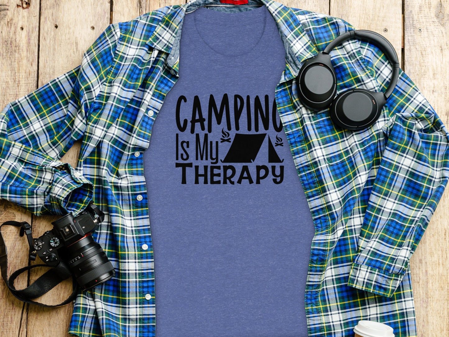 Camping Is My Therapy Tent Campfire Graphic T-Shirt