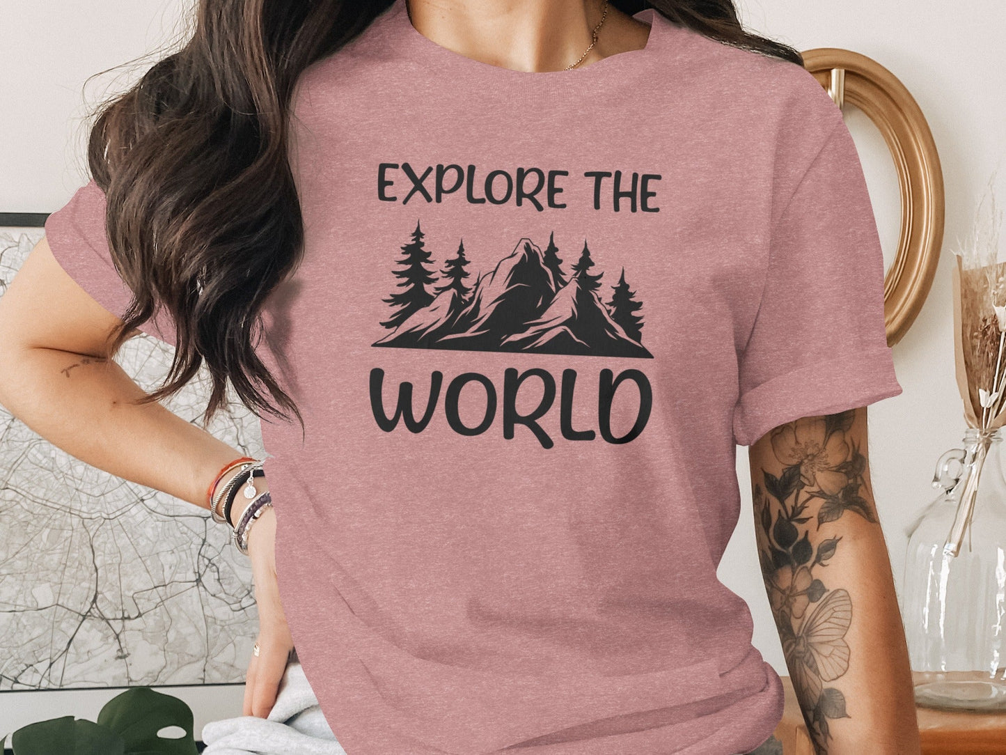 Explore The World Mountain Silhouette Hiking Adventure T-Shirt