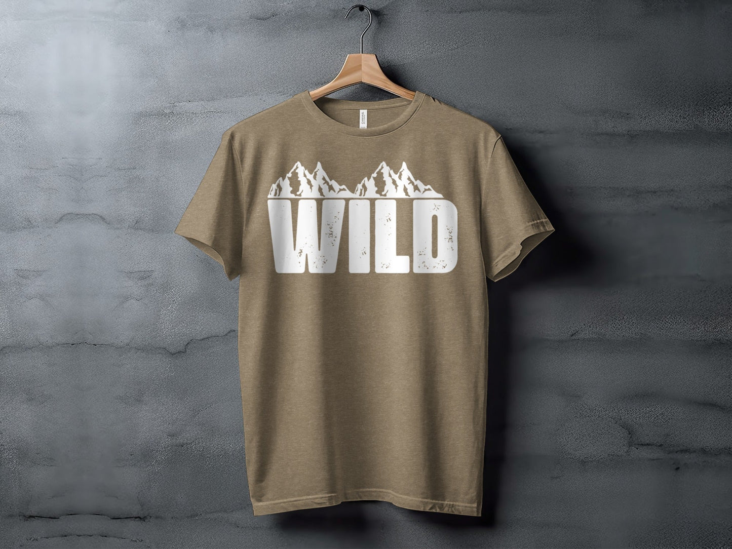 White Wild Text with Mountains Graphic Design T-Shirt