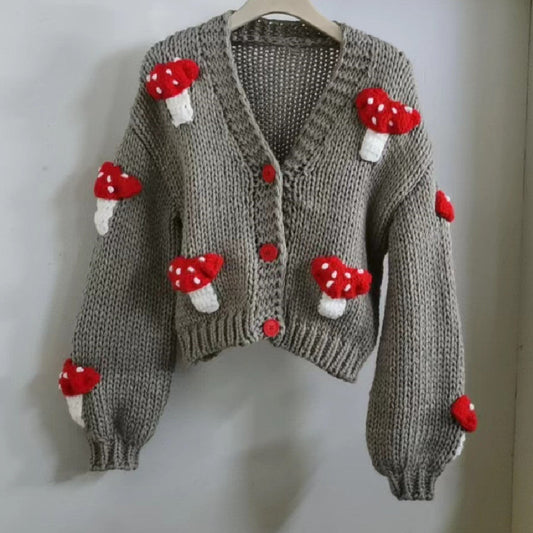 Women’s Mushroom Crochet Short Cardigan