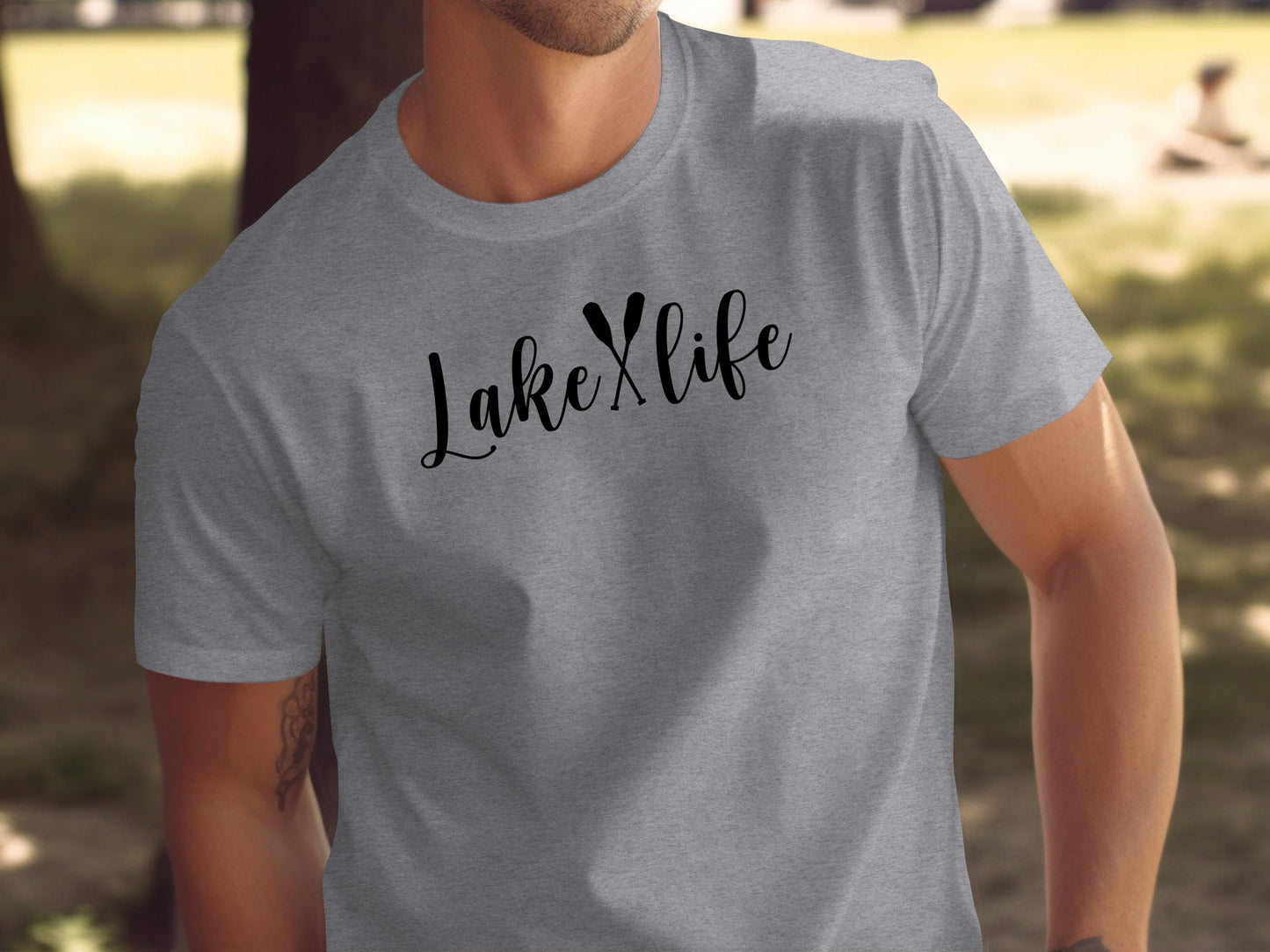 Lake With Crossed Paddles Graphic Design Lake Life T-Shirt