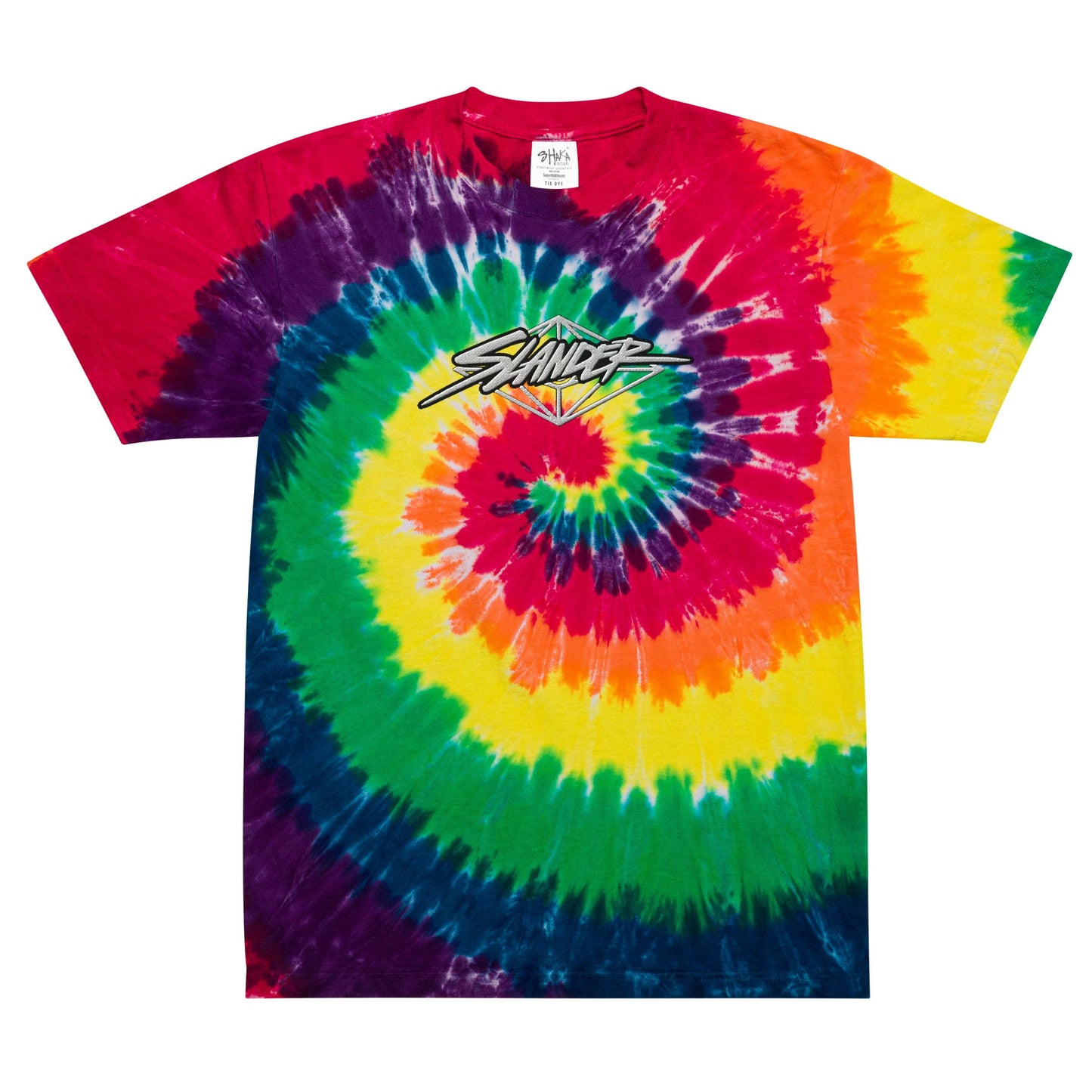 Slander Full Chest Embroidery Tie-Dye T-shirt for Men Women Unisex