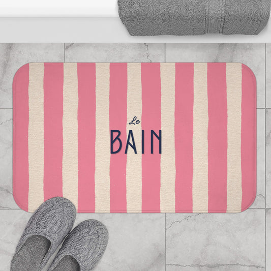 Le Bain Pink Striped Bath Mat — French Bathroom Decor