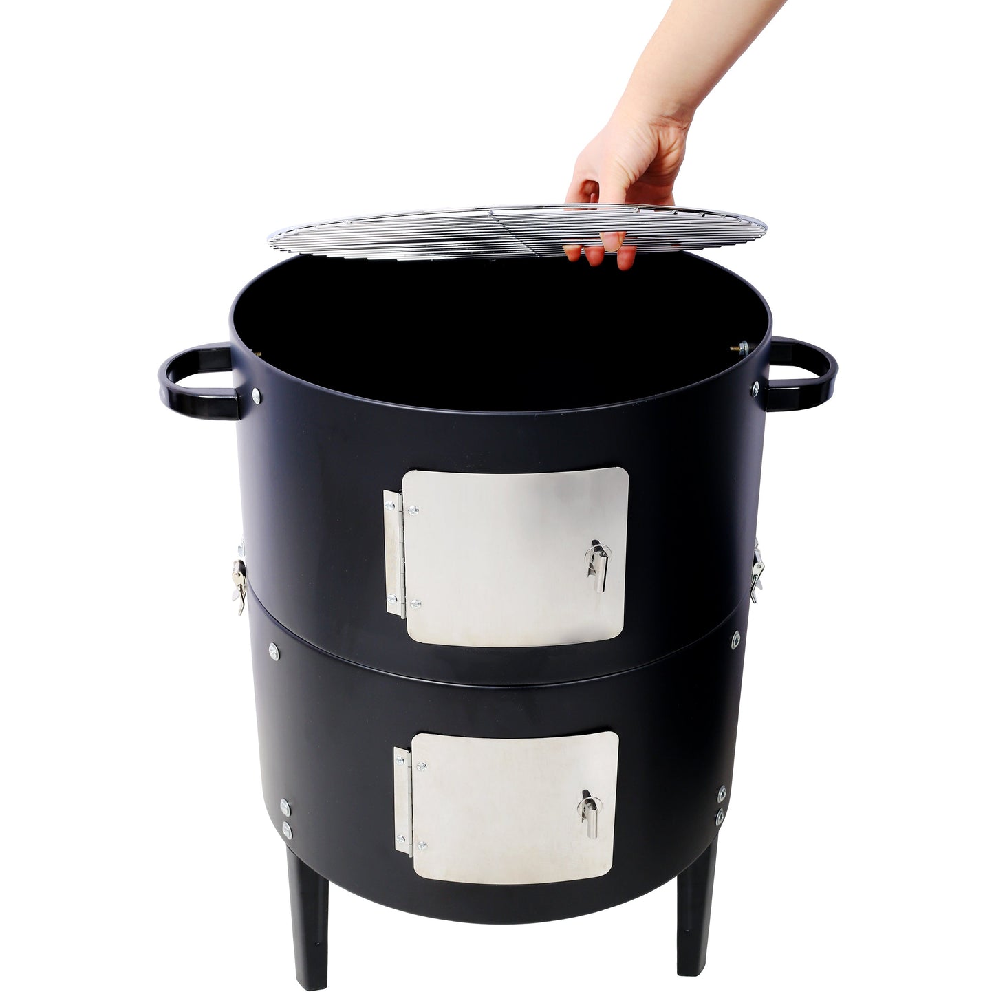 17 Inch Steel Charcoal Smoker Heavy Duty Round BBQ Grill Black