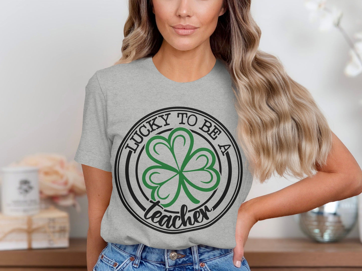 Lucky To Be A Teacher Clover St Patricks Day Circle T-Shirt