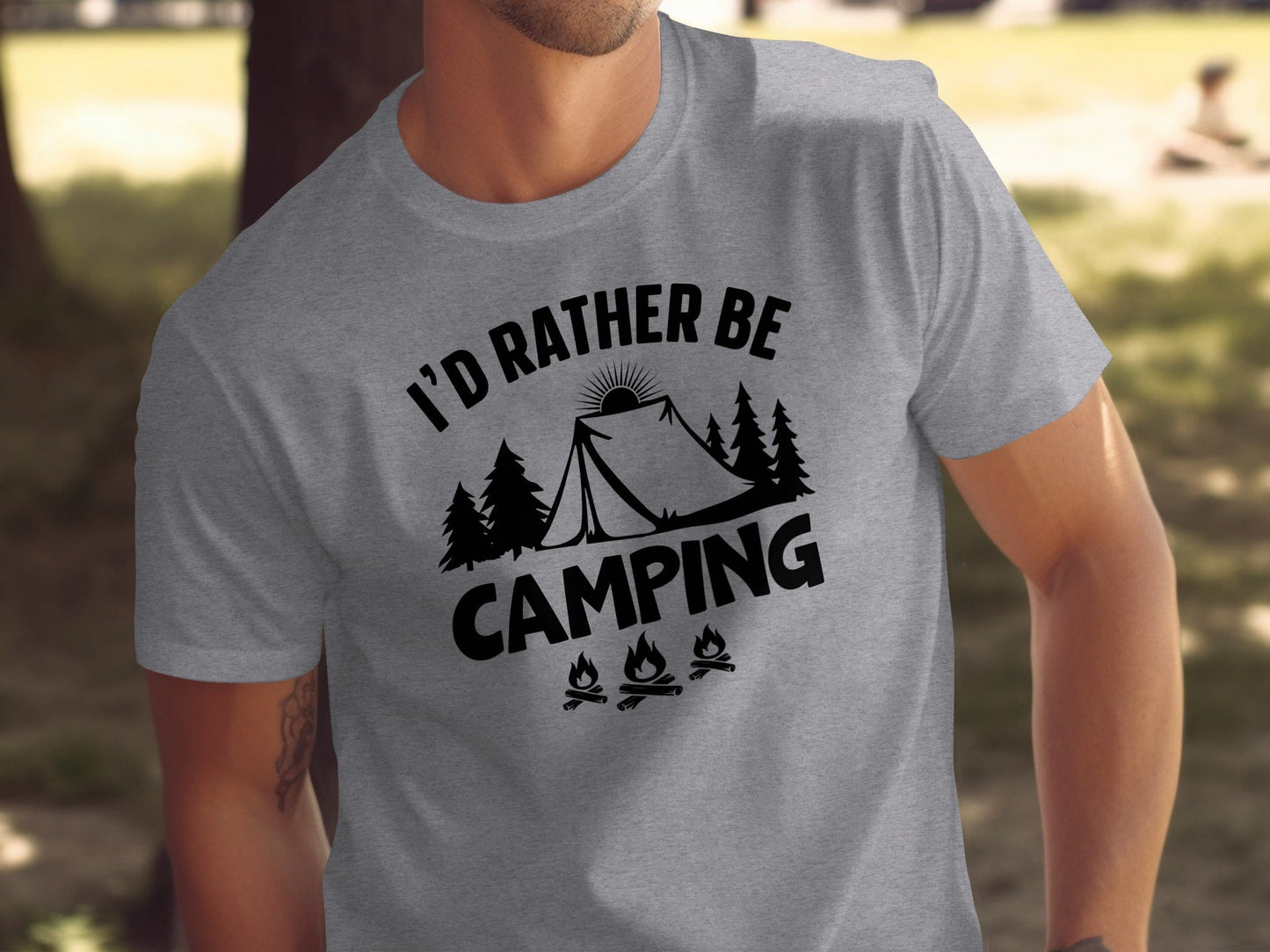 Id Rather Be Camping Tent Forest Fire Gift Idea T-Shirt