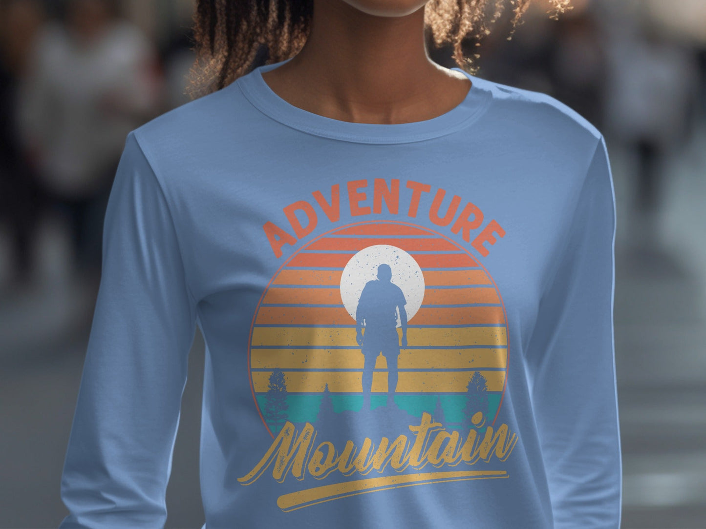 Adventure Above Mountain Sunset Graphic T-Shirt Long Sleeve T-Shirt