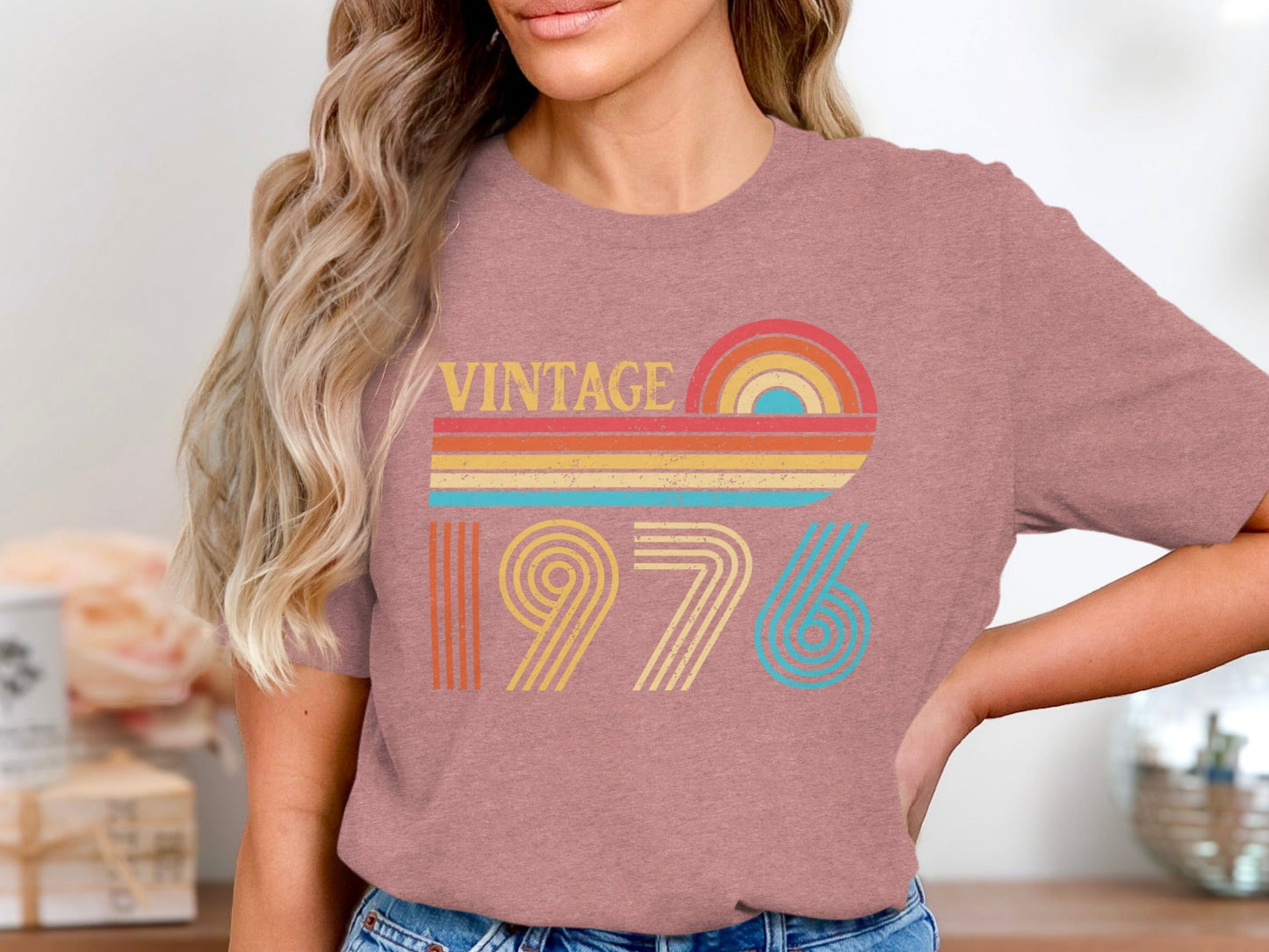 Vintage 1976 Retro Striped Unisex Cotton T-Shirt