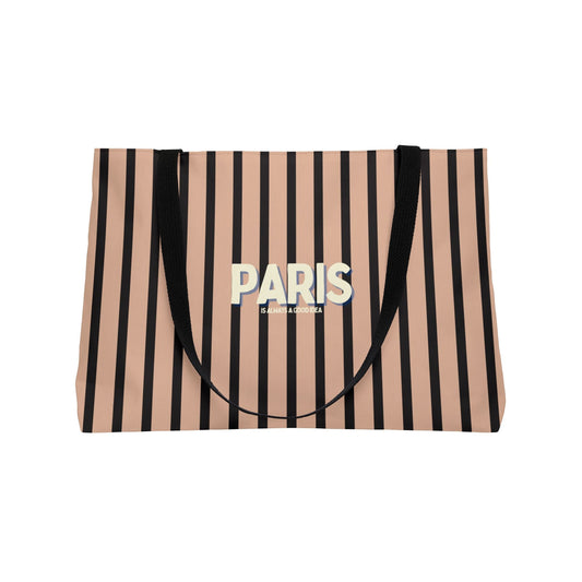Parisian Weekender Tote Bag, BLACK and TAN