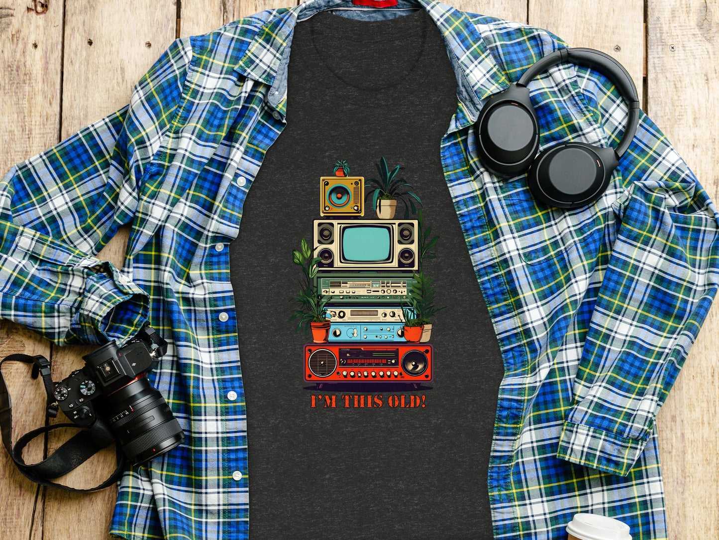 I'm This Old Electronics Tower With Plants Graphic T-Shirt