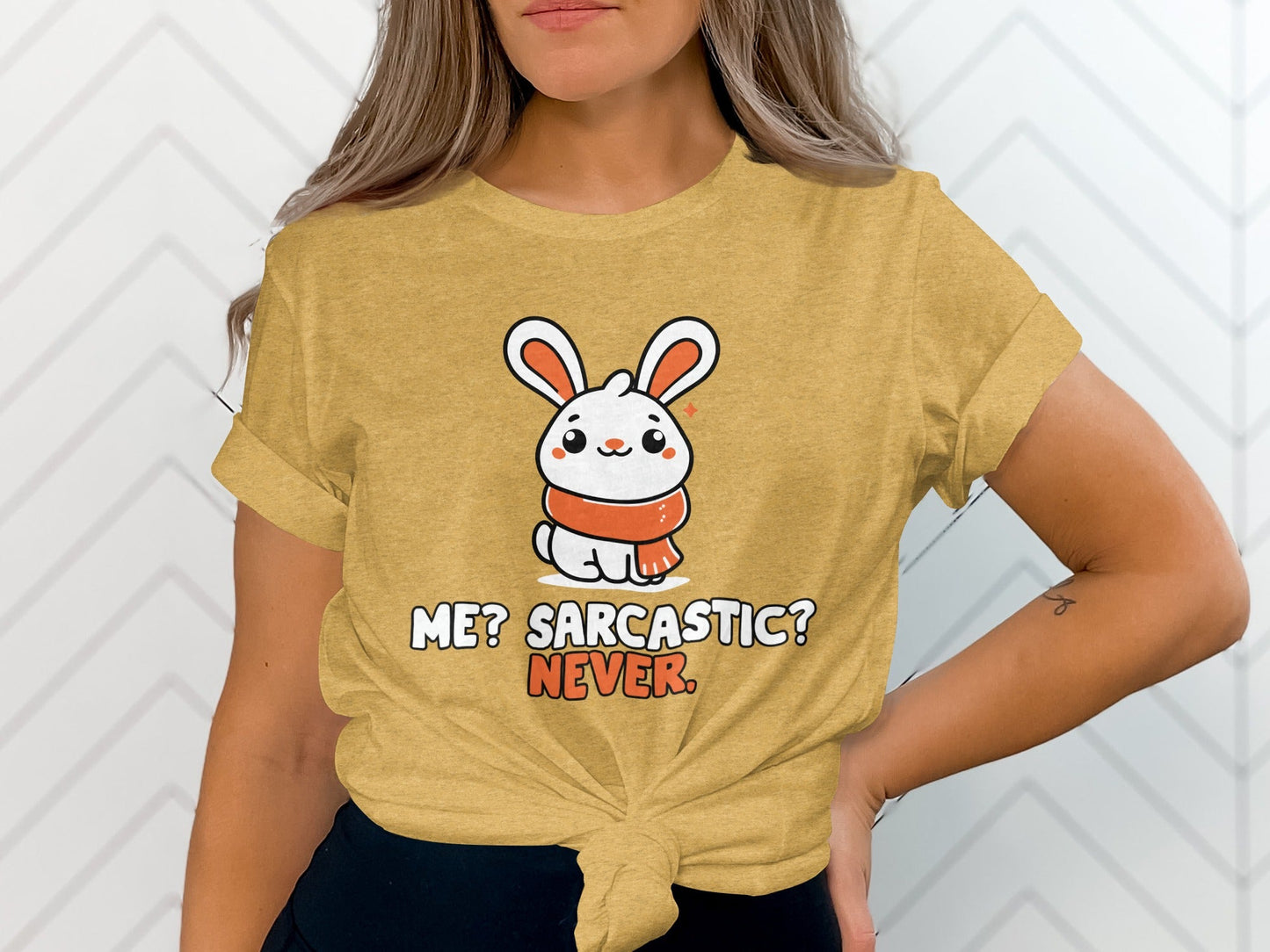 Sarcastic Bunny With Scarf Rabbit Cute Animal T-Shirt