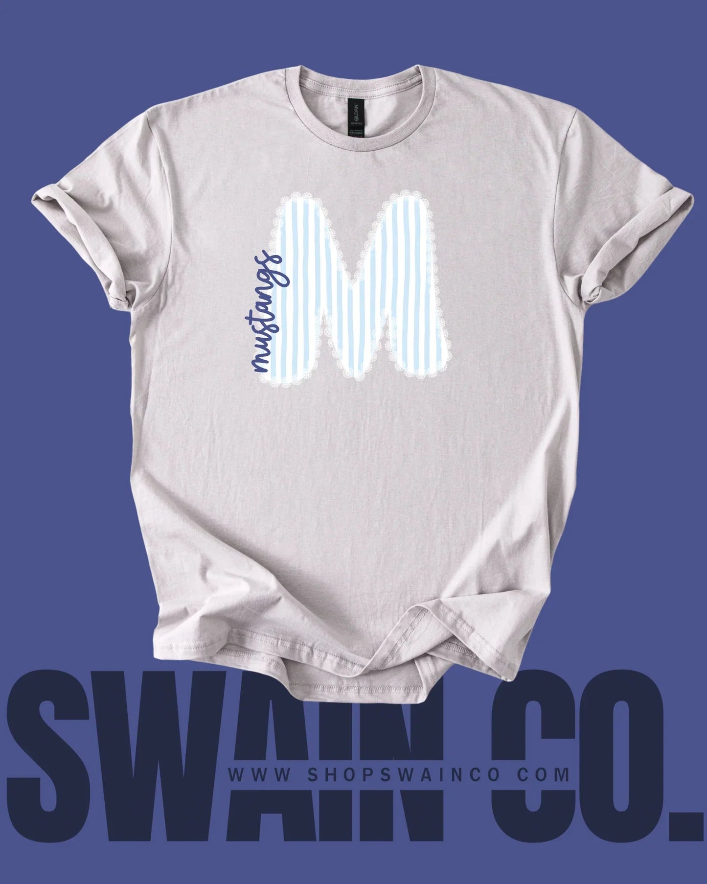 Preppy Lace Border Mascot T-Shirt – Personalized Spirit Tee