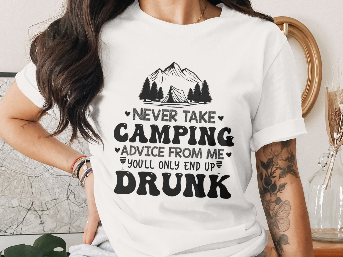 Never Take Camping Advice Funny Camping Slogan T-Shirt