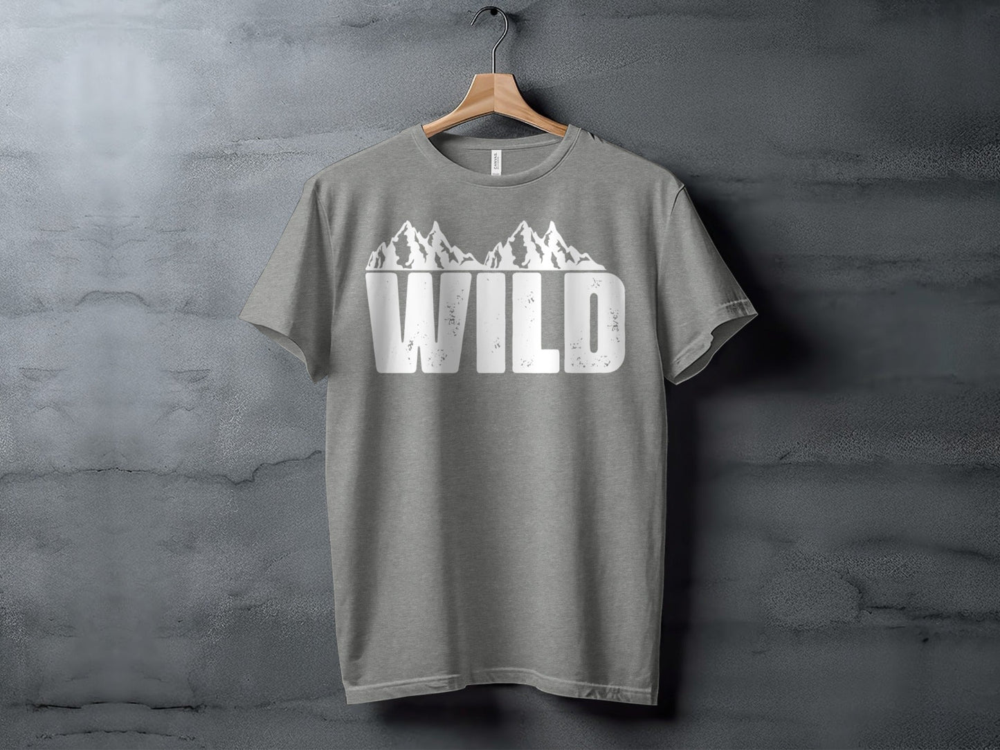 White Wild Text with Mountains Graphic Design T-Shirt