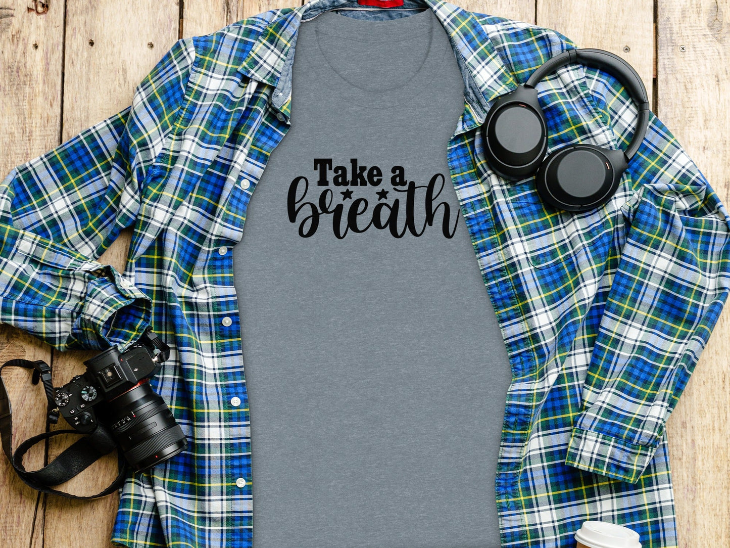 Take a Breath Graphic Two Stars Design Inspiration T-Shirt