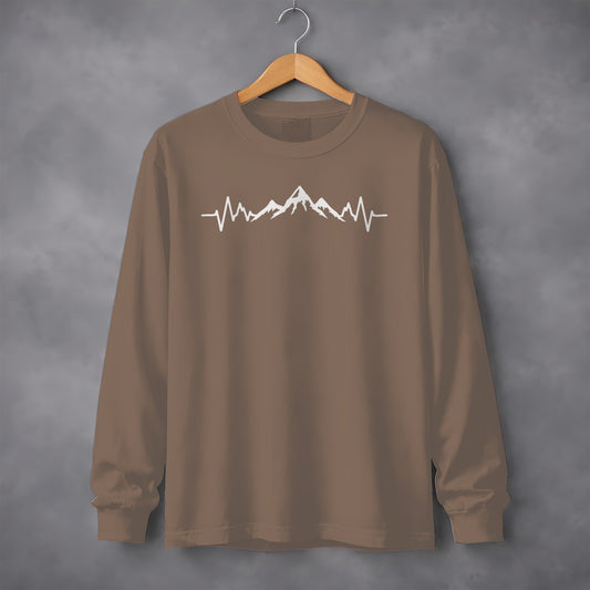 Mountains Heartbeat Nature Outdoors Adventure Long Sleeve T-Shirt