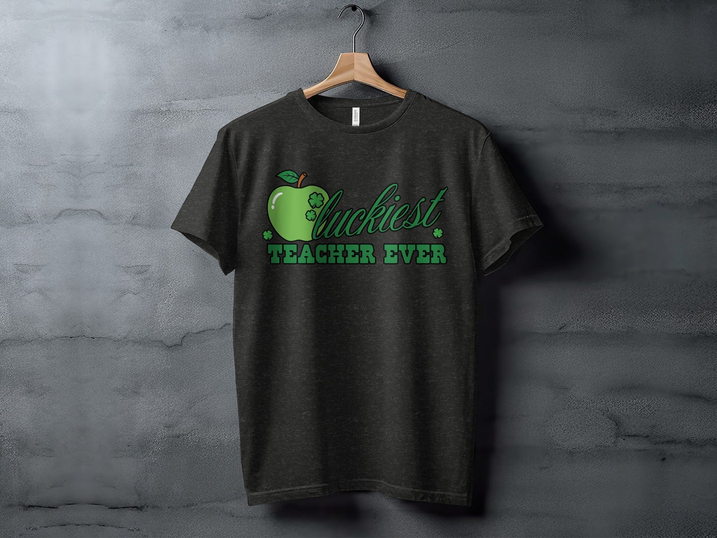 Luckiest Teacher Ever Clover Apple St Patricks Day T-Shirt