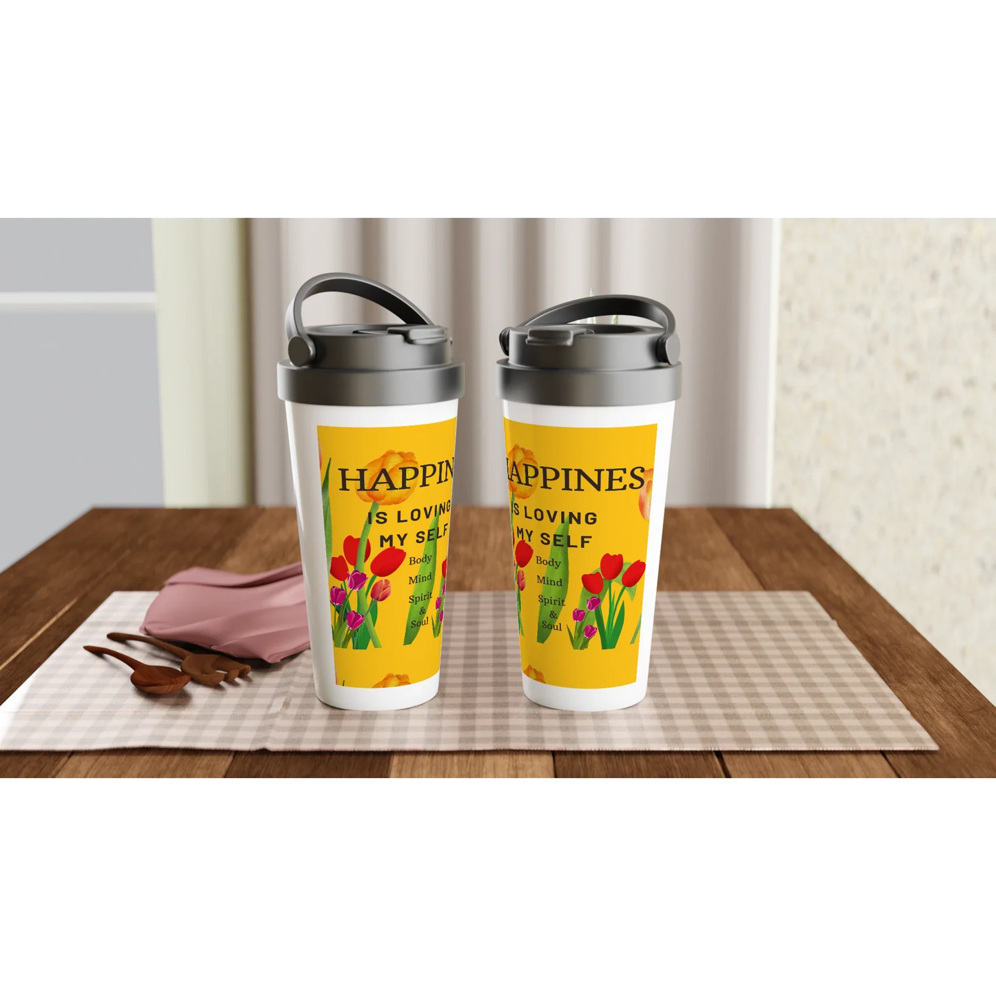 White 15oz Stainless Steel Travel Mug