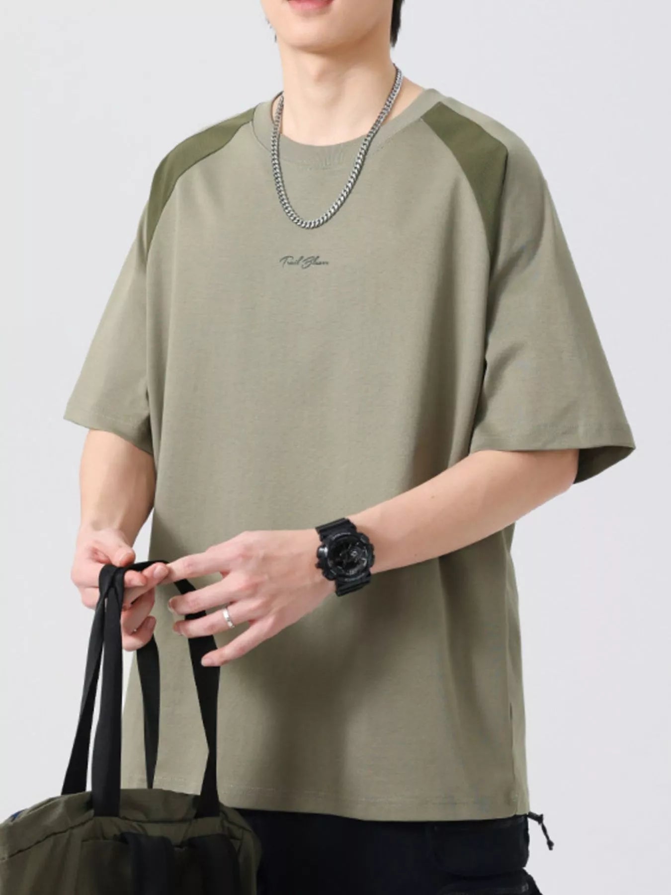 Men's Plus Size Contrast Raglan Sleeve Casual T-Shirt