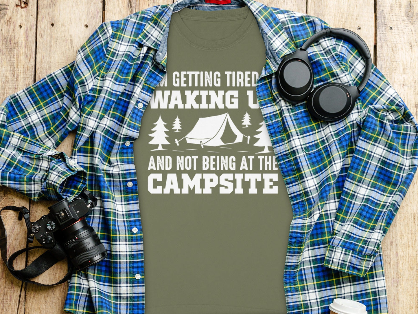 Tired Of Waking Up Campsite Camping Trees Tent Long Sleeve T-Shirt