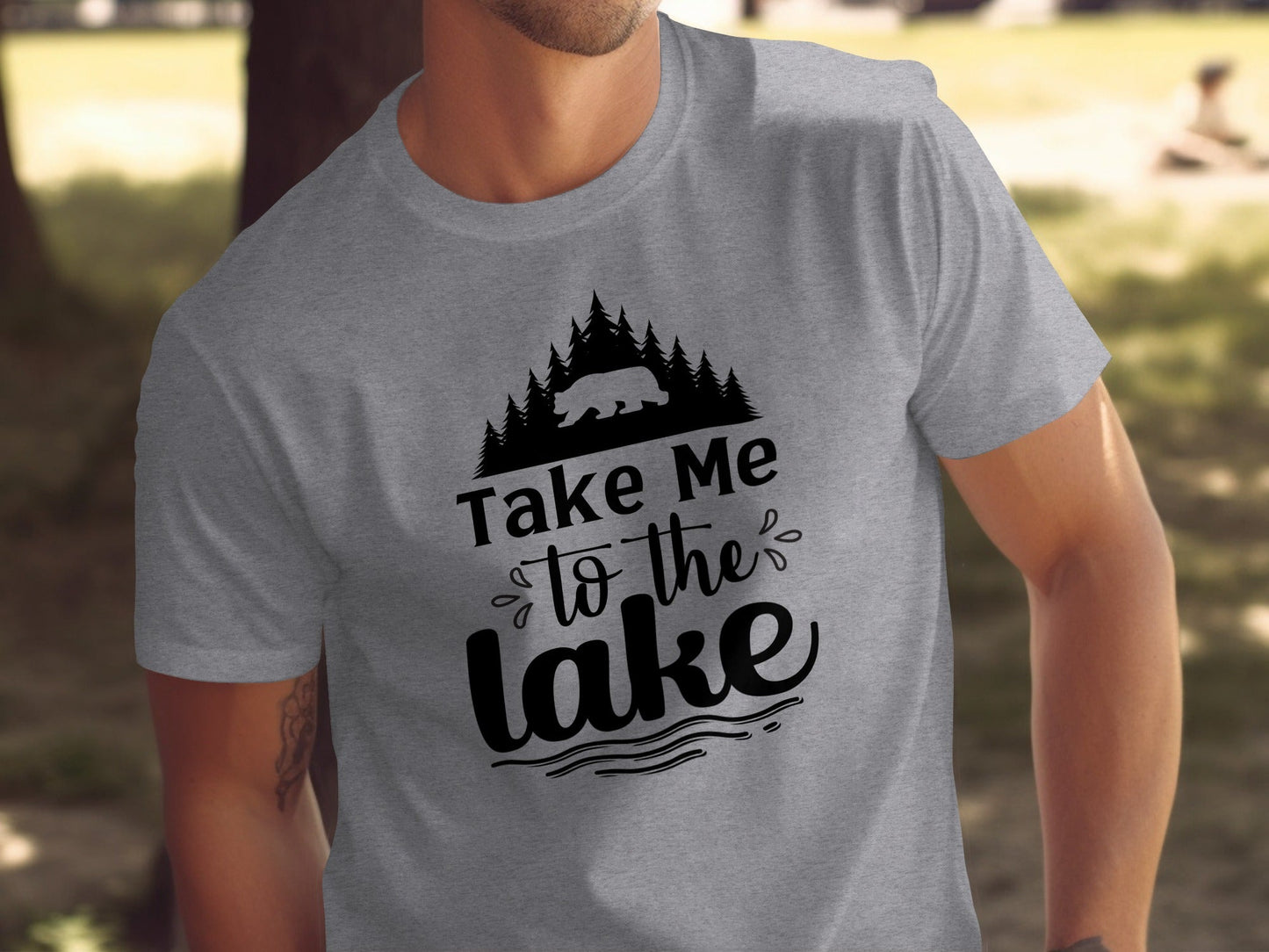 Take Me To the Lake Bear and Trees Design T-Shirt