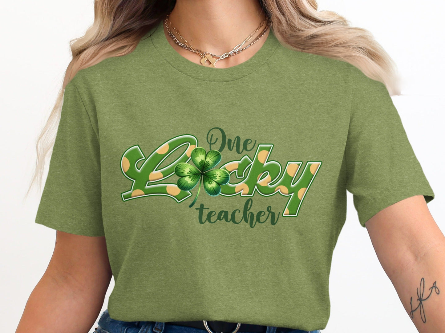 One Lucky Teacher Four Leaf Clover St Patricks Day T-Shirt